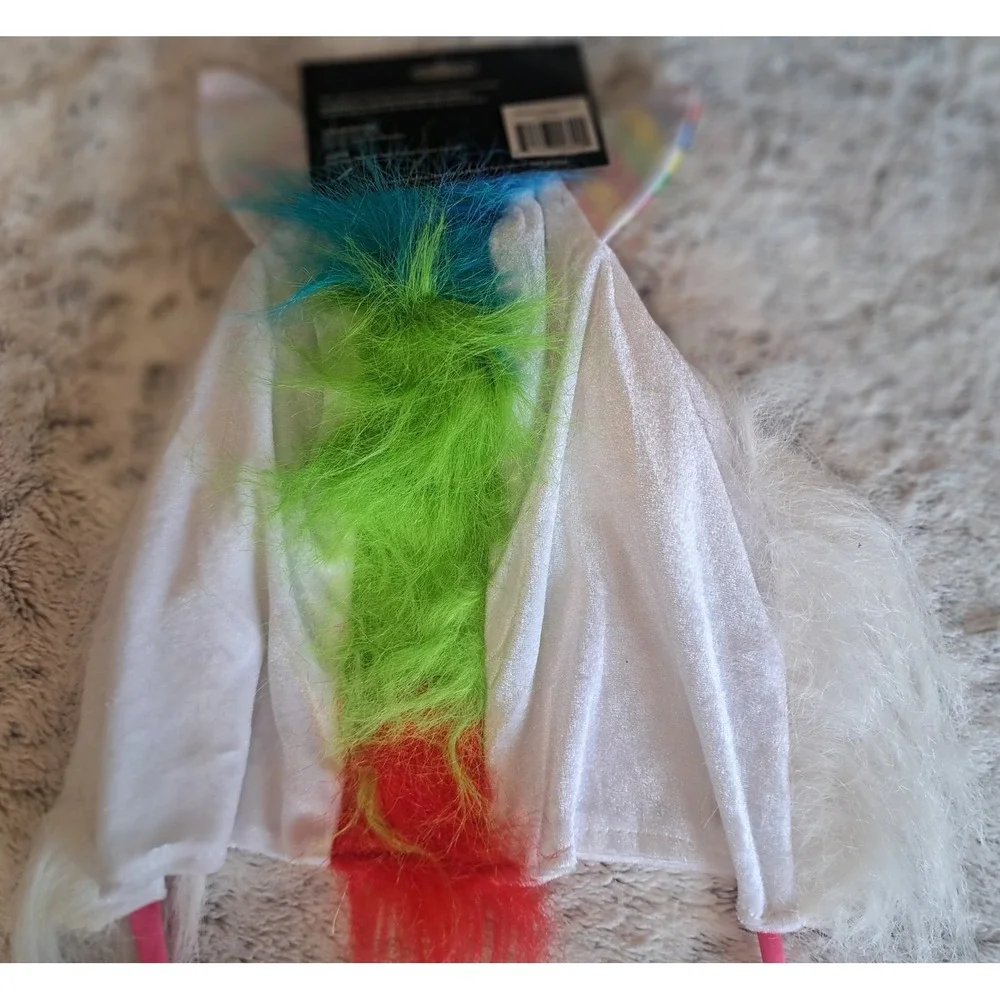 Rainbow Unicorn Hood Faux Fur Costume Hat Festival Party Multicolor One Size NEW